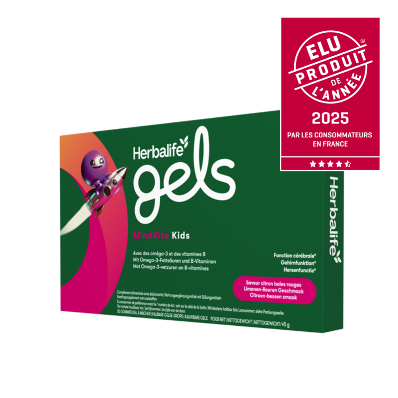 Herbalife Gels MindVita Kids Saveur Citron baies rouges 30 gommes gel à mâcher